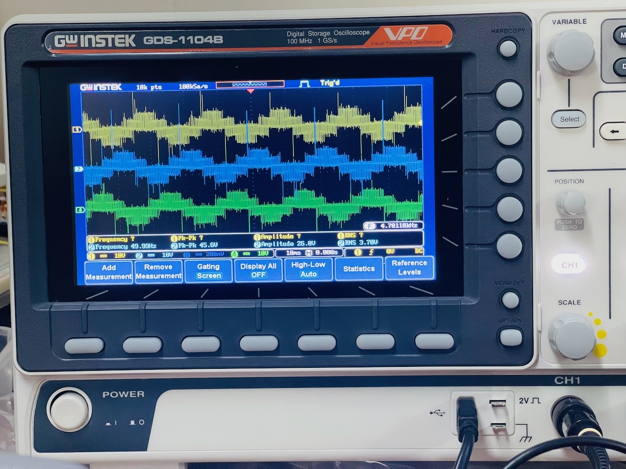 Three Phase Inverter Live Waveforms for Motor Drive Application